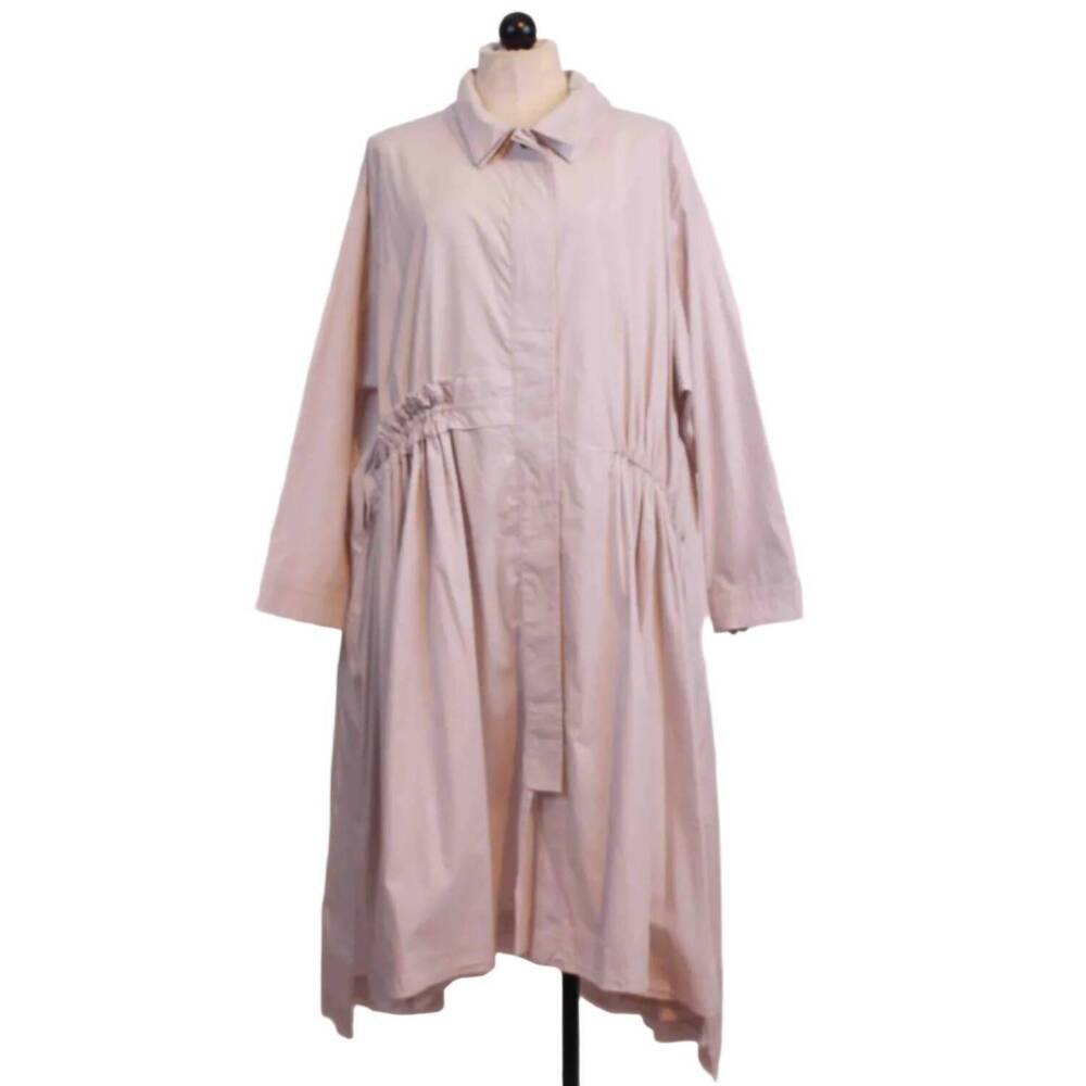 NEW MOYURU women's uneven gathered side cotton shirt dress in light gray